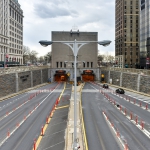 NEW YORK - APRIL 5, 2015: The Hugh L. Carey Tunnel (formerly called the Brooklyn Battery Tunnel) in New York City, NY. The tunnel bridges Brooklyn and Manhattan.